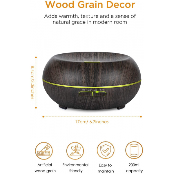 Wood Grain 500ml Ultrasonic Electric Aromatherapy Diffuser